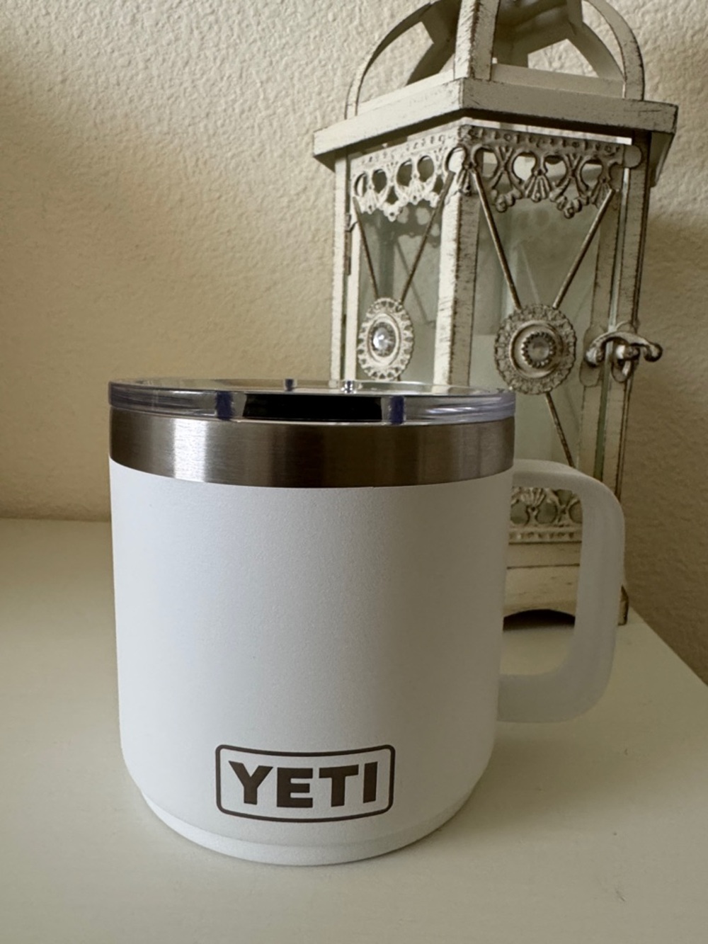 Yeti Rambler White Mug Ceramic Lining Stainless 14oz Mug Clear Magslider Lid